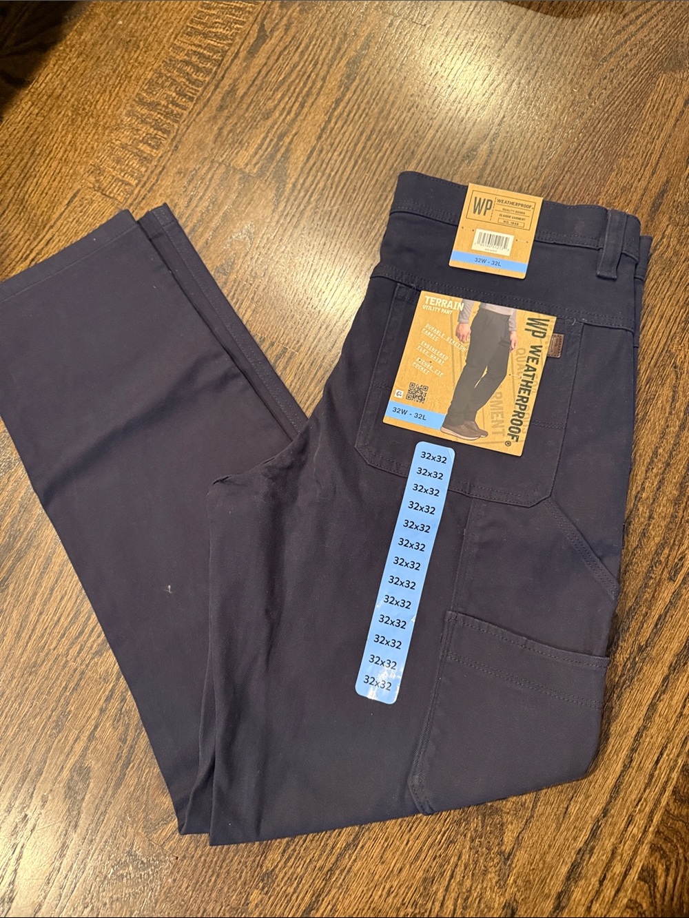 Weatherproof Men’s Navy Terrain Work Pants 32x32 pockets